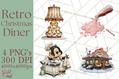 1950s Vintage Christmas Clipart Retro Soda Fountain Clip Art Product Image 1