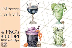 Halloween Cocktails Clipart PNG, Spooky Drinks Product Image 1