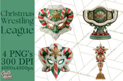 Christmas Wrestling Clipart PNG, Santa Wrestlers Product Image 1