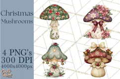 Christmas Mushroom Clipart PNG Product Image 1