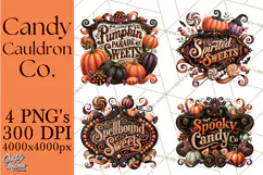 Retro Halloween Candy Shop Clipart PNG Product Image 1