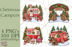 Christmas Camper Clipart PNG Vintage Holiday Camping Product Image 1