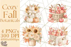 Fall Harvest Florals Clipart PNG, Autumn Floral Designs Product Image 1