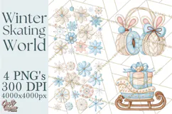 Winter Skating World Animals PNG Product Image 1
