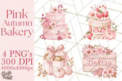 Pink Autumn Bakery Clipart PNG Product Image 1
