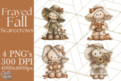 Frayed Fall Scarecrows PNG, Halloween Clipart Product Image 1