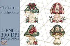 Christmas Mushroom Clipart PNG Product Image 1