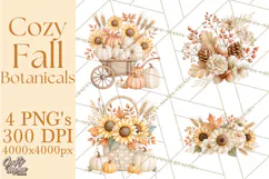 Fall Harvest Florals Clipart PNG, Autumn Floral Designs Product Image 1