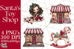 Christmas Toy Shop PNG Clipart, Santa & Elf Characters Product Image 1