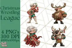 Christmas Wrestling Clipart PNG, Santa Wrestlers Product Image 1