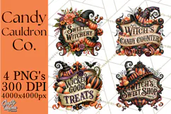 Retro Halloween Candy Shop Clipart PNG Product Image 1
