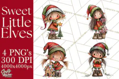 Sweet Little Christmas Elves PNG, Cute Holiday Elf Clip Art Product Image 1