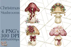 Christmas Mushroom Clipart PNG Product Image 1