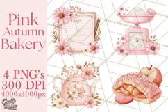 Pink Autumn Bakery Clipart PNG Product Image 1