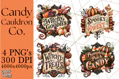 Retro Halloween Candy Shop Clipart PNG Product Image 1