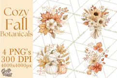 Fall Harvest Florals Clipart PNG, Autumn Floral Designs Product Image 1