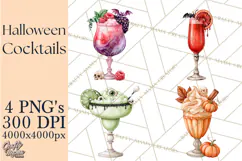 Halloween Cocktails Clipart PNG, Spooky Drinks Product Image 1