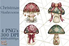 Christmas Mushroom Clipart PNG Product Image 1
