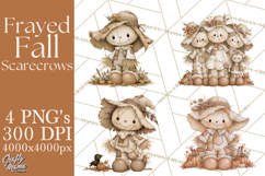 Frayed Fall Scarecrows PNG, Halloween Clipart Product Image 1