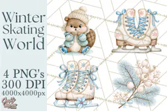 Winter Skating World Animals PNG Product Image 1