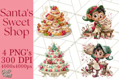 Christmas Bakery PNG Clipart, Santa & Elf Characters, Baker Product Image 1