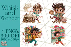Whimsical Bakery Girls & Boys PNG Clipart, Baker Characters Product Image 1