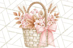Pink Autumn Cottage Clipart PNG Product Image 4