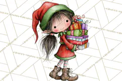 Sweet Little Christmas Elves PNG, Cute Holiday Elf Clip Art Product Image 6