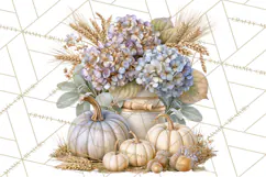 Vintage Floral Pumpkin Clipart PNG, Fall Halloween Product Image 4