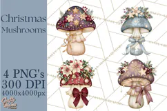 Christmas Mushroom Clipart PNG Product Image 1