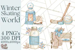 Winter Skating World Animals PNG Product Image 1