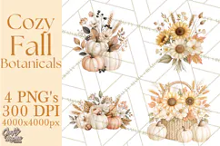 Fall Harvest Florals Clipart PNG, Autumn Floral Designs Product Image 1