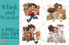 Whimsical Bakery Girls & Boys PNG Clipart, Baker Characters Product Image 1