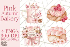 Pink Autumn Bakery Clipart PNG Product Image 1