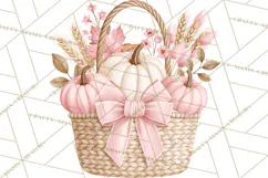 Pink Autumn Cottage Clipart PNG Product Image 5