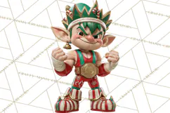 Christmas Wrestling Clipart PNG, Santa Wrestlers Product Image 5