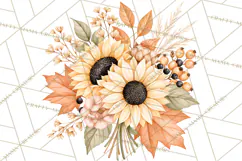 Fall Harvest Florals Clipart PNG, Autumn Floral Designs Product Image 5