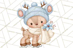 Winter Skating World Animals PNG Product Image 5