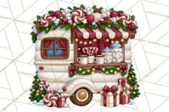 Christmas Camper Clipart PNG Vintage Holiday Camping Product Image 4