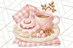 Pink Autumn Cottage Clipart PNG Product Image 2