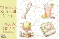 Whimsical Softball Mom Clipart PNG Game Day Mom Graphics Product Image 1