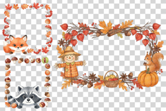 Autumn border | Fall Frame Watercolor Leaves Acorn Animal Product Image 6