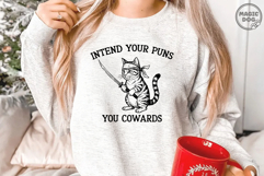 Intend Your Puns You Cowards Funny Cat Pun SVG|Samurai Cat Product Image 6
