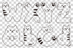 Cat Line Font | Cute Alphabet SVG Numbers EPS Clipart Kitten Product Image 6