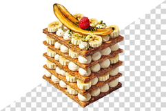 Banana Dessert | Watercolor art Split Cup Cake Fruit PNG Product Image 6