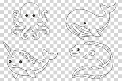 Cute Sea Animal Coloring Pages | Dolphin Shark Turtle Whale Product Image 6