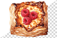 Raspberry Dessert | Watercolor cheesecake pound cake macaron Product Image 6