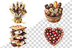 Valentine Day Red and Gold Chocolate | Watercolor dessert Product Image 6