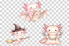 Halloween Axolotl | Watercolor Cute Pink Upaloopa Animal PNG Product Image 6