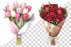 Watercolor Flower Bouquet Clipart | Roses Peonies Tulips PNG Product Image 6